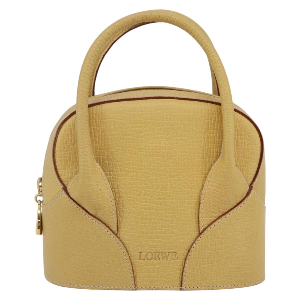 LOEWE Hand Bag Leather 2way Gold Yellow Auth 144525V