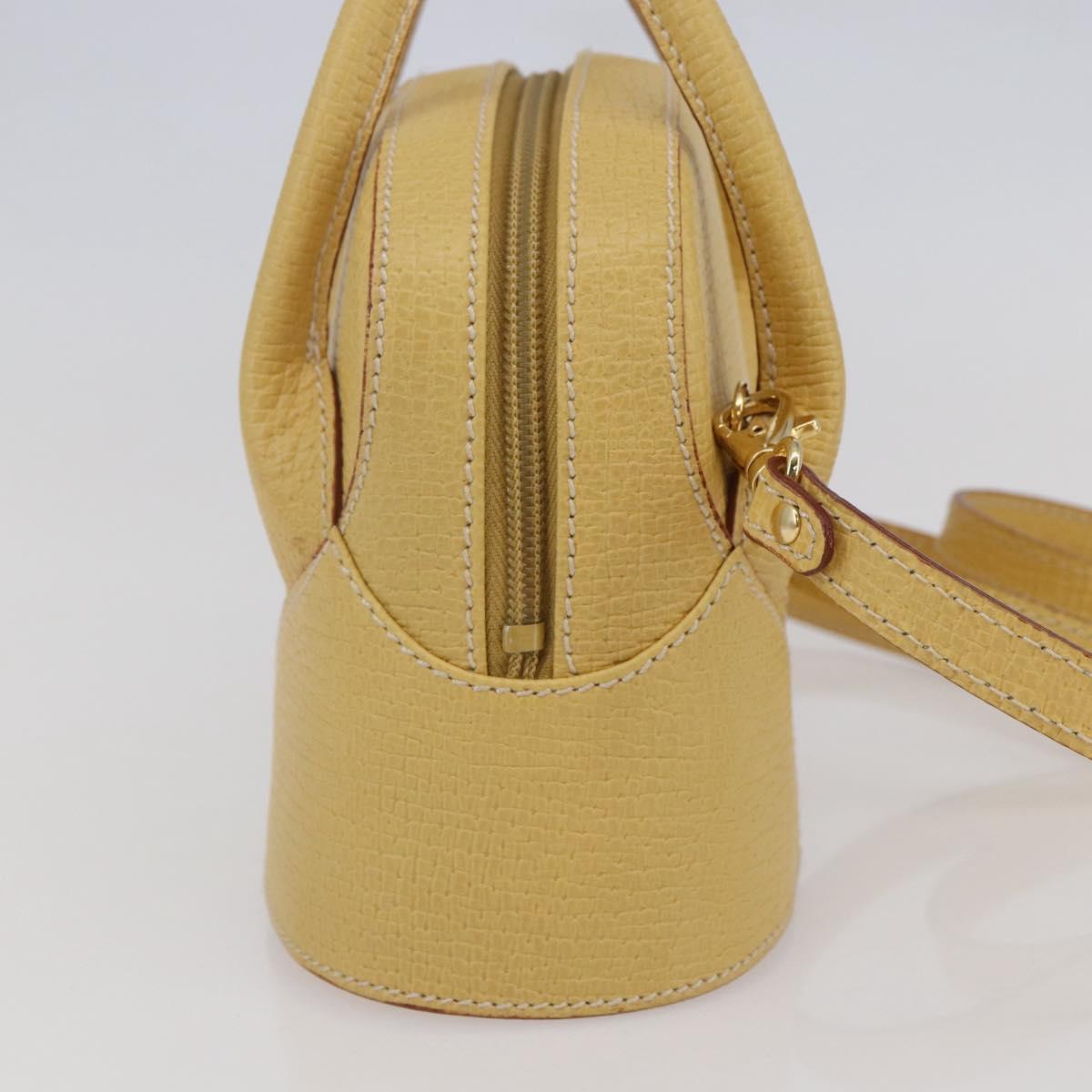 LOEWE Hand Bag Leather 2way Gold Yellow Auth 144525V