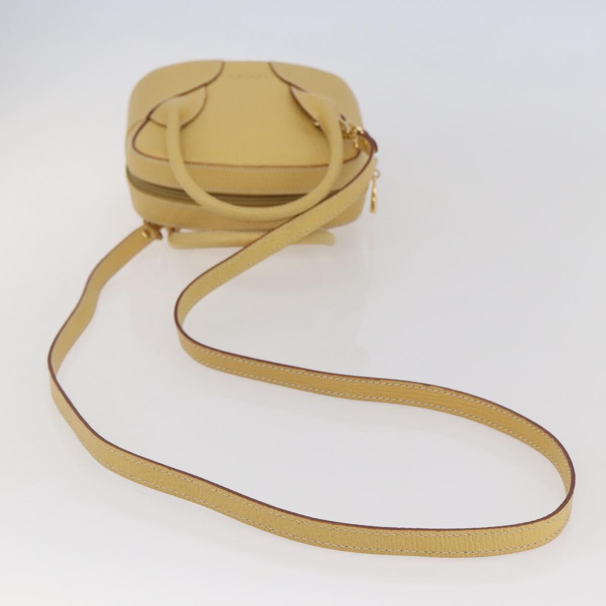 LOEWE Hand Bag Leather 2way Gold Yellow Auth 144525V