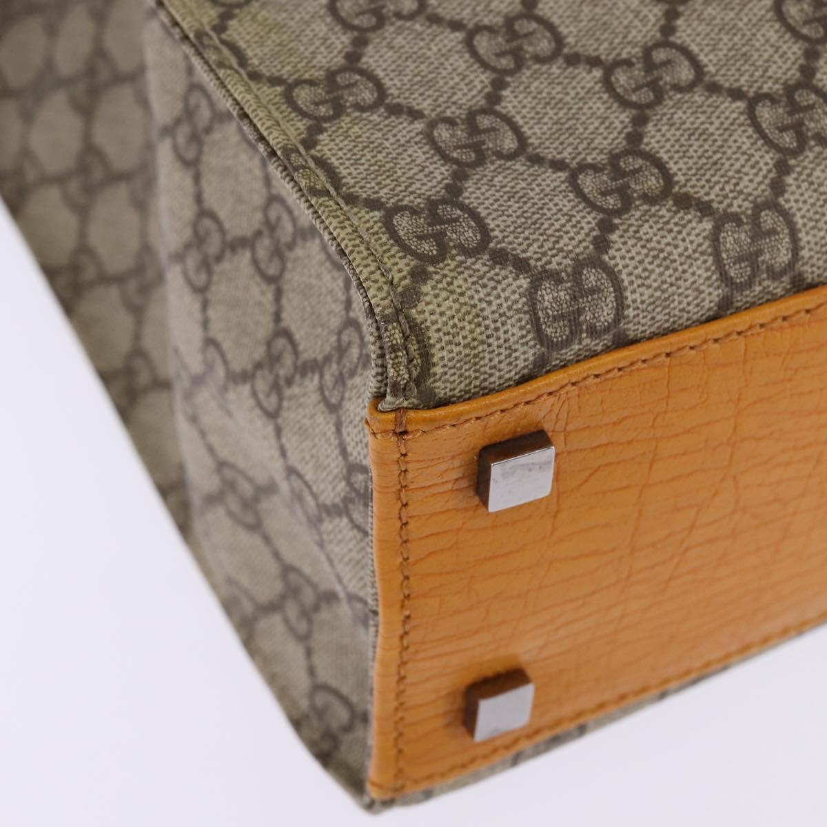 GUCCI GG Supreme Hand Bag PVC Leather Beige Silver 91249 Auth 144530