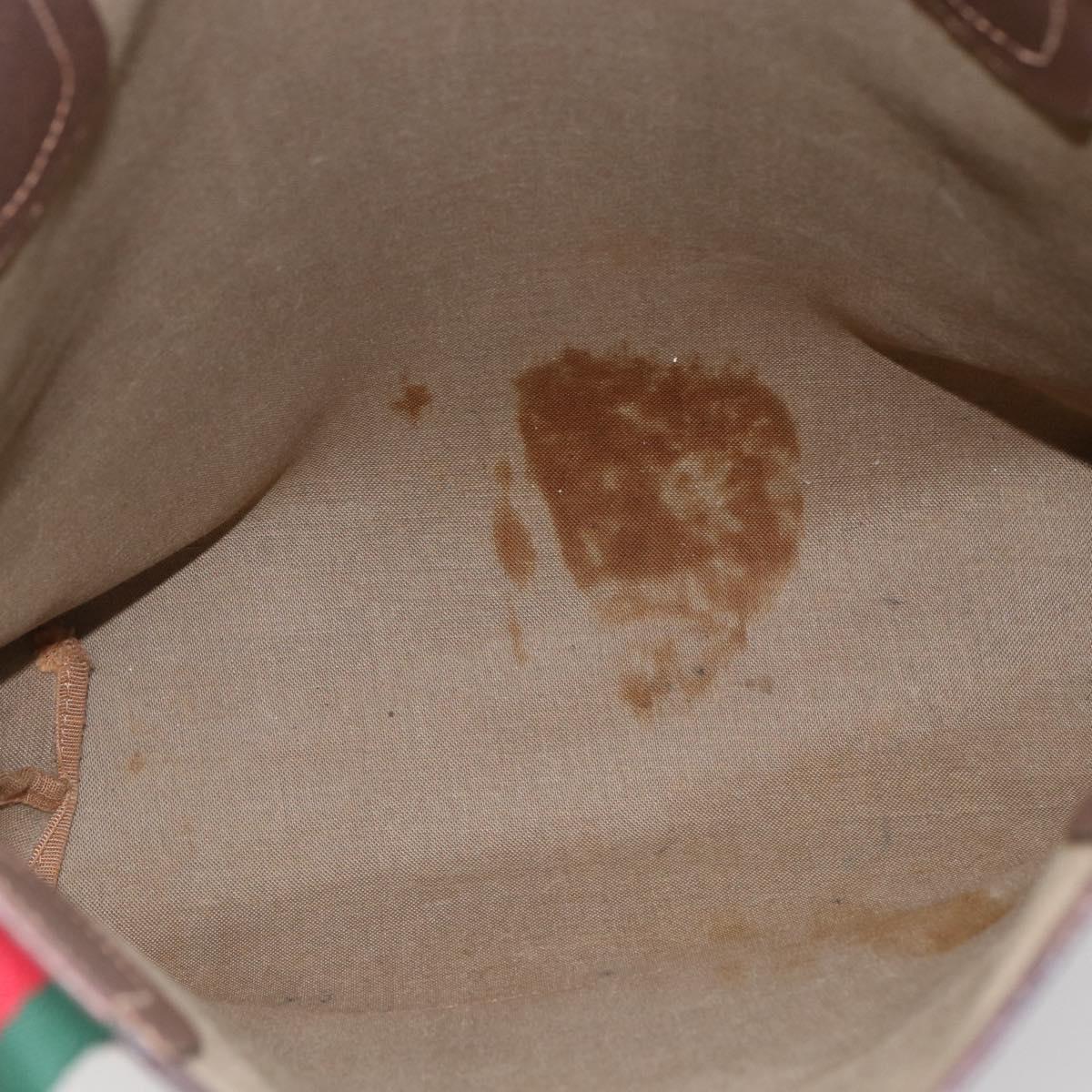 GUCCI GG Supreme Web Sherry Line Tote Bag PVC Beige Red 89 02 003 Auth 144531