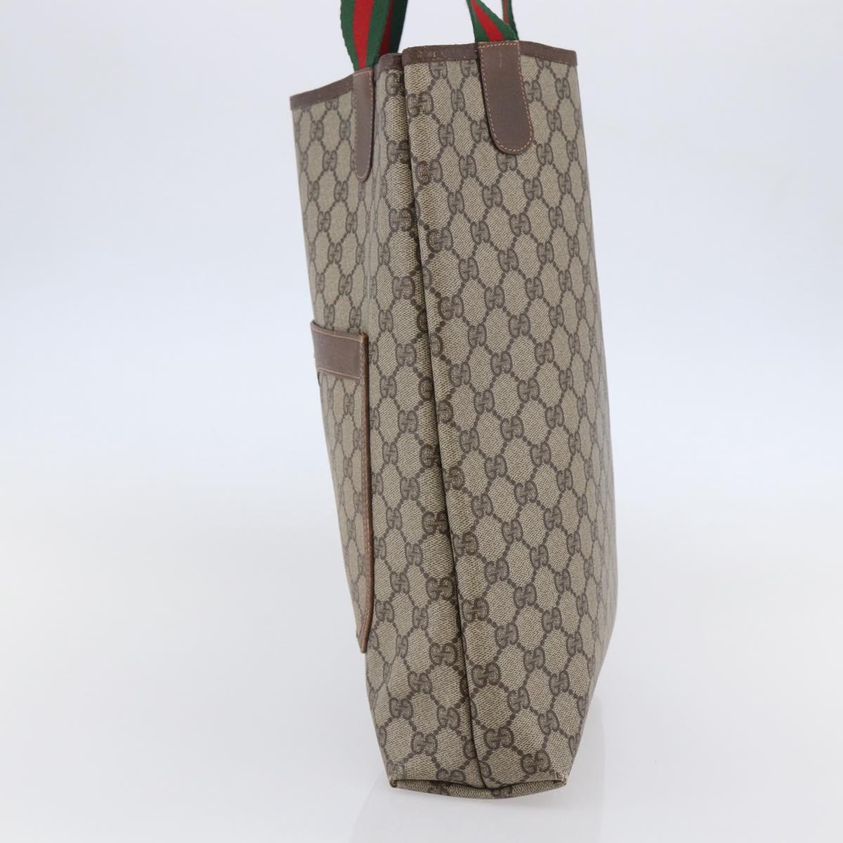 GUCCI GG Supreme Web Sherry Line Tote Bag PVC Beige Red 89 02 003 Auth 144531