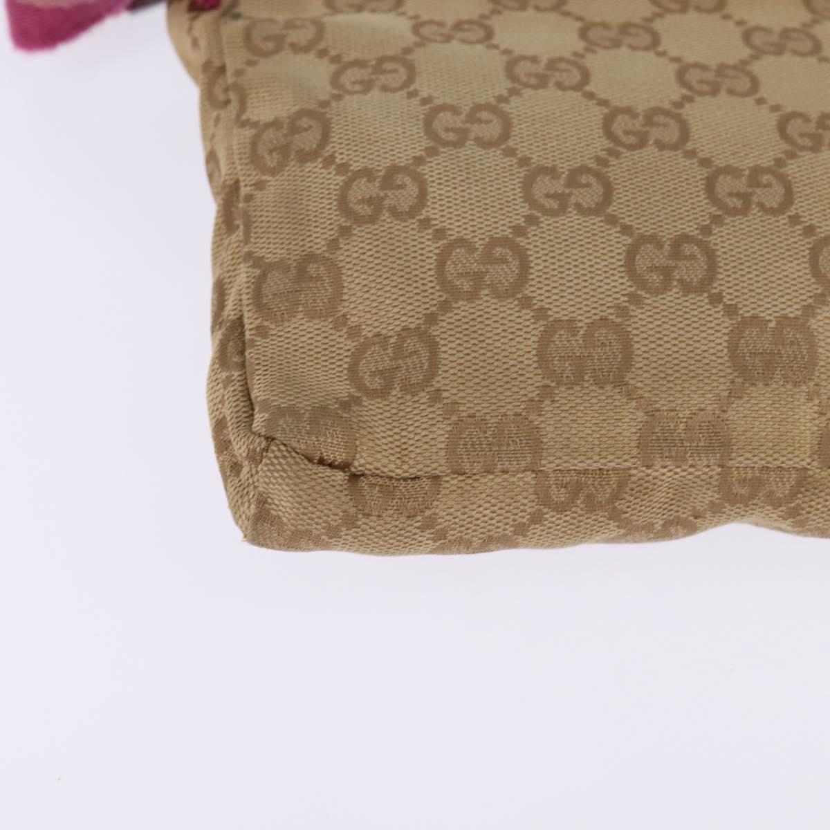 GUCCI GG Canvas Sherry Line Waist Bag Beige Pink Silver 28566 Auth 144532