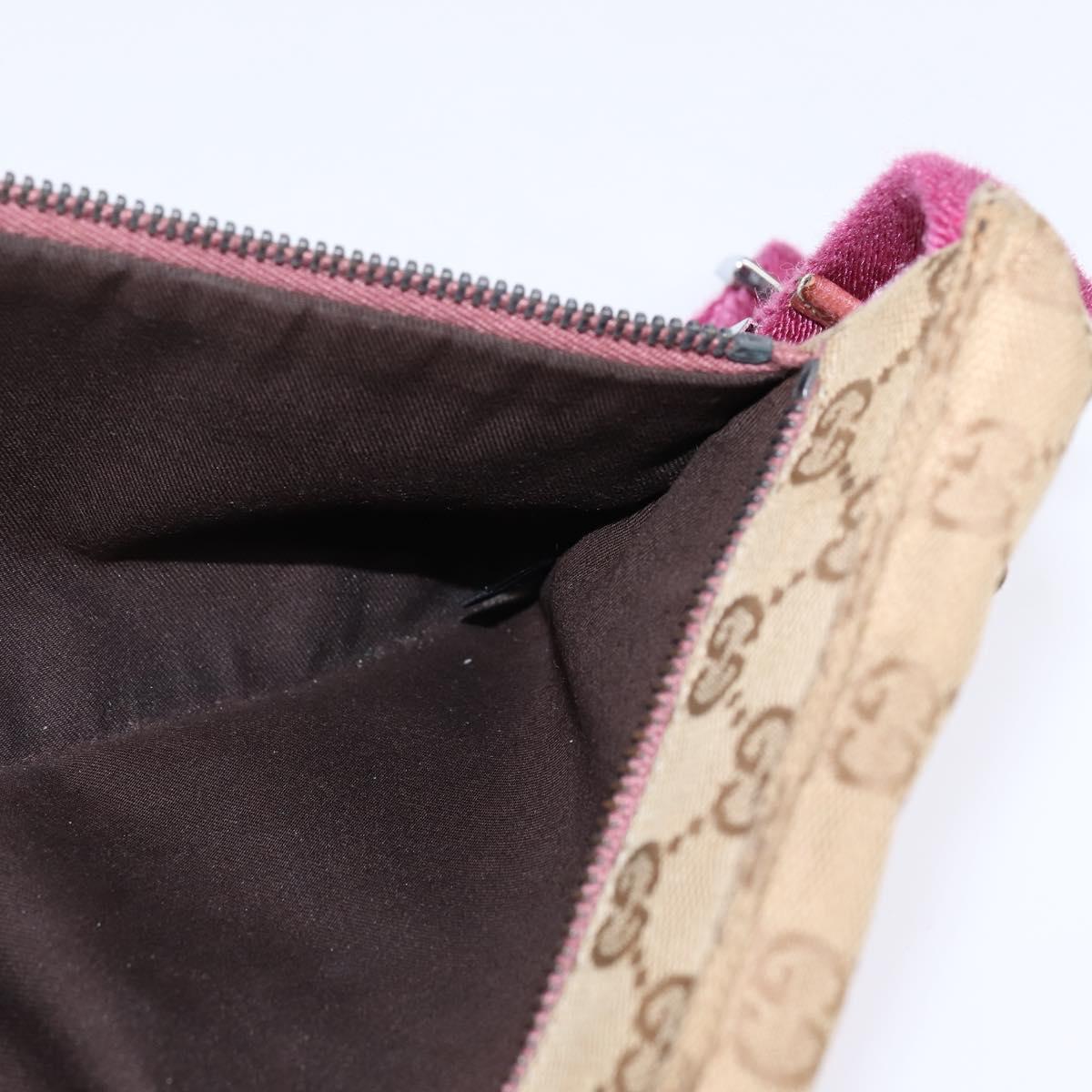 GUCCI GG Canvas Sherry Line Waist Bag Beige Pink Silver 28566 Auth 144532