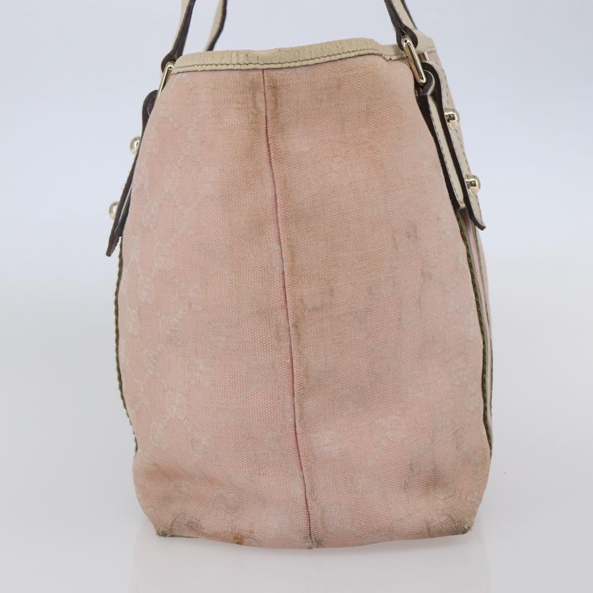 GUCCI GG Canvas Sherry Line Tote Bag Pink Gold 137396 Auth 144533