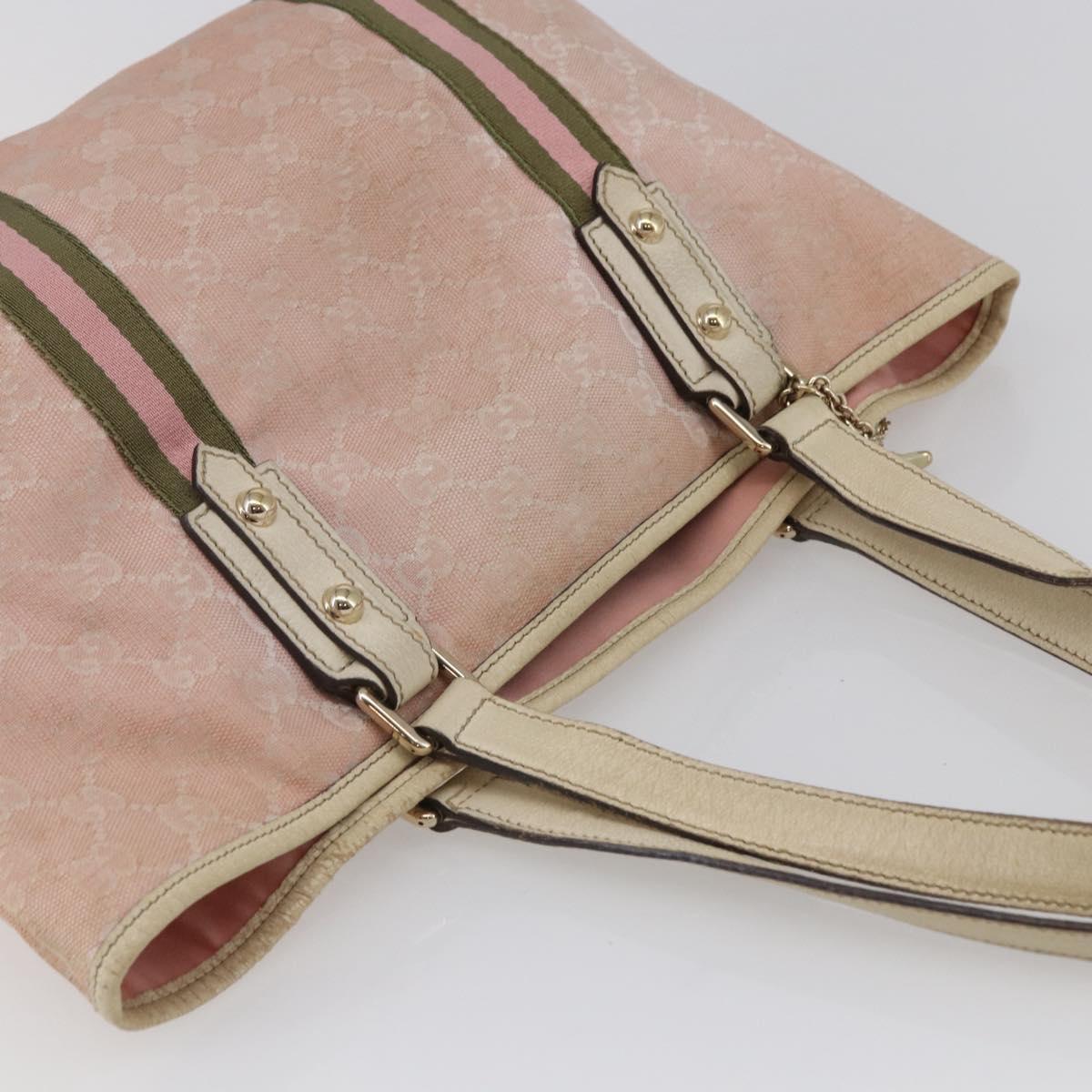 GUCCI GG Canvas Sherry Line Tote Bag Pink Gold 137396 Auth 144533