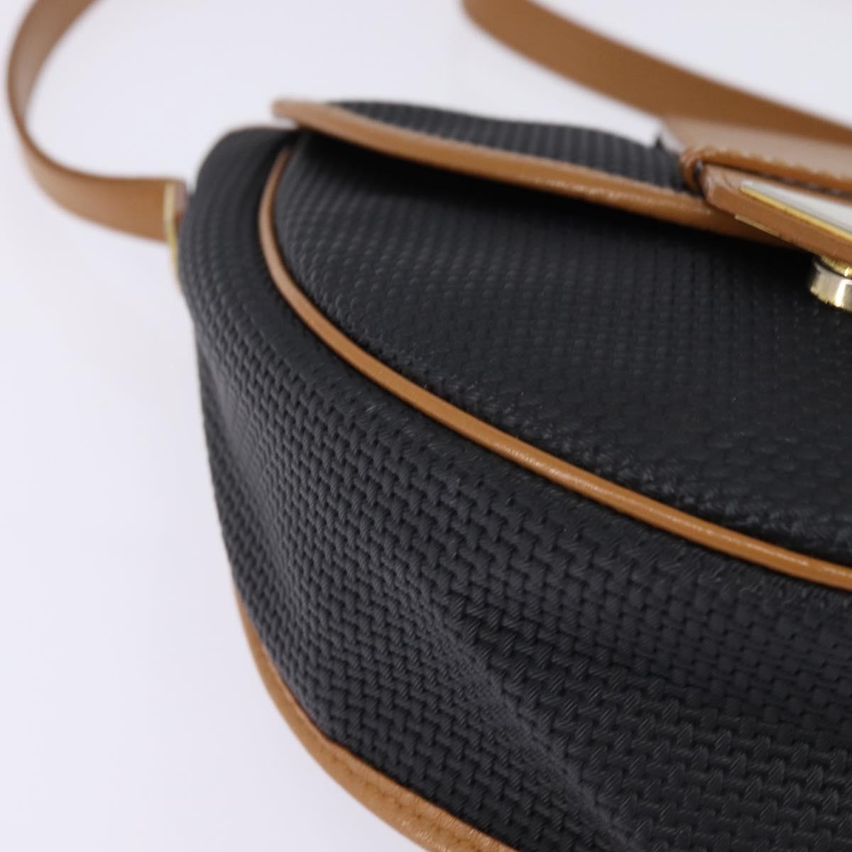 SAINT LAURENT Shoulder Bag Coated Canvas Black Brown gold Auth 144544