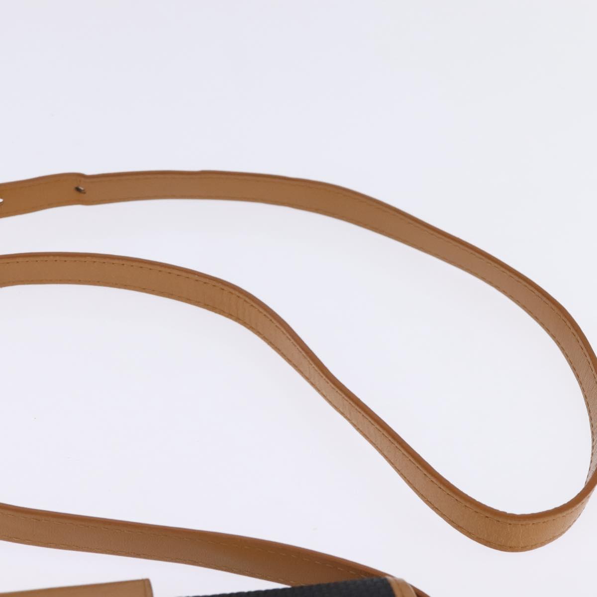 SAINT LAURENT Shoulder Bag Coated Canvas Black Brown gold Auth 144544