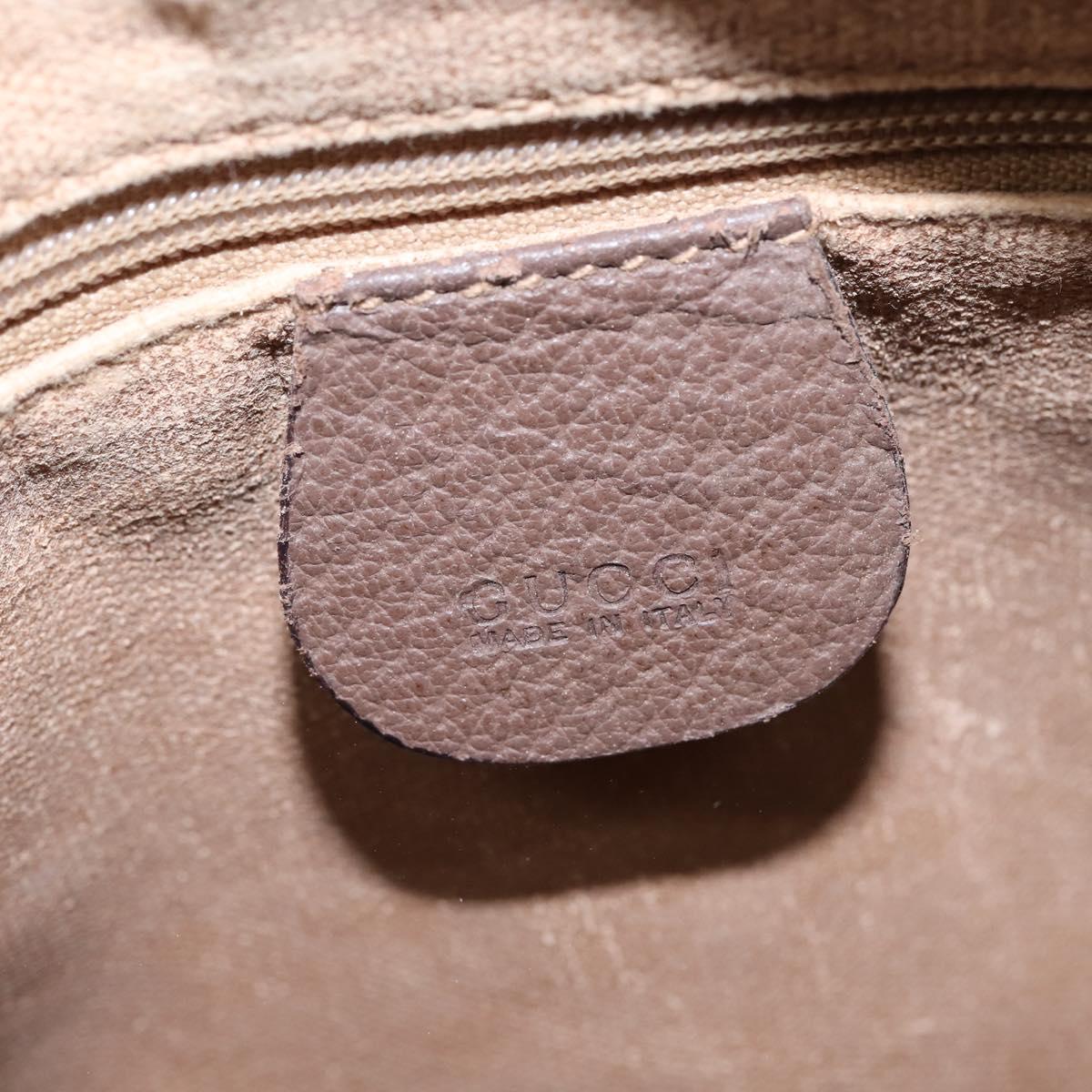 GUCCI GG Supreme Web Sherry Line Hand Bag PVC Beige Gold Auth 144545