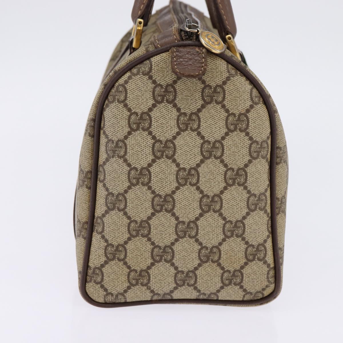 GUCCI GG Supreme Web Sherry Line Hand Bag PVC Beige Gold Auth 144545