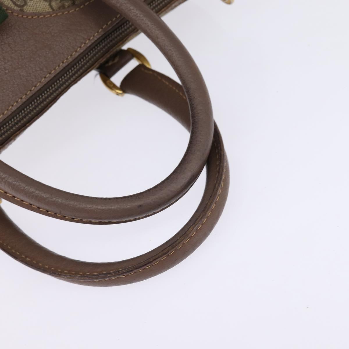 GUCCI GG Supreme Web Sherry Line Hand Bag PVC Beige Gold Auth 144545