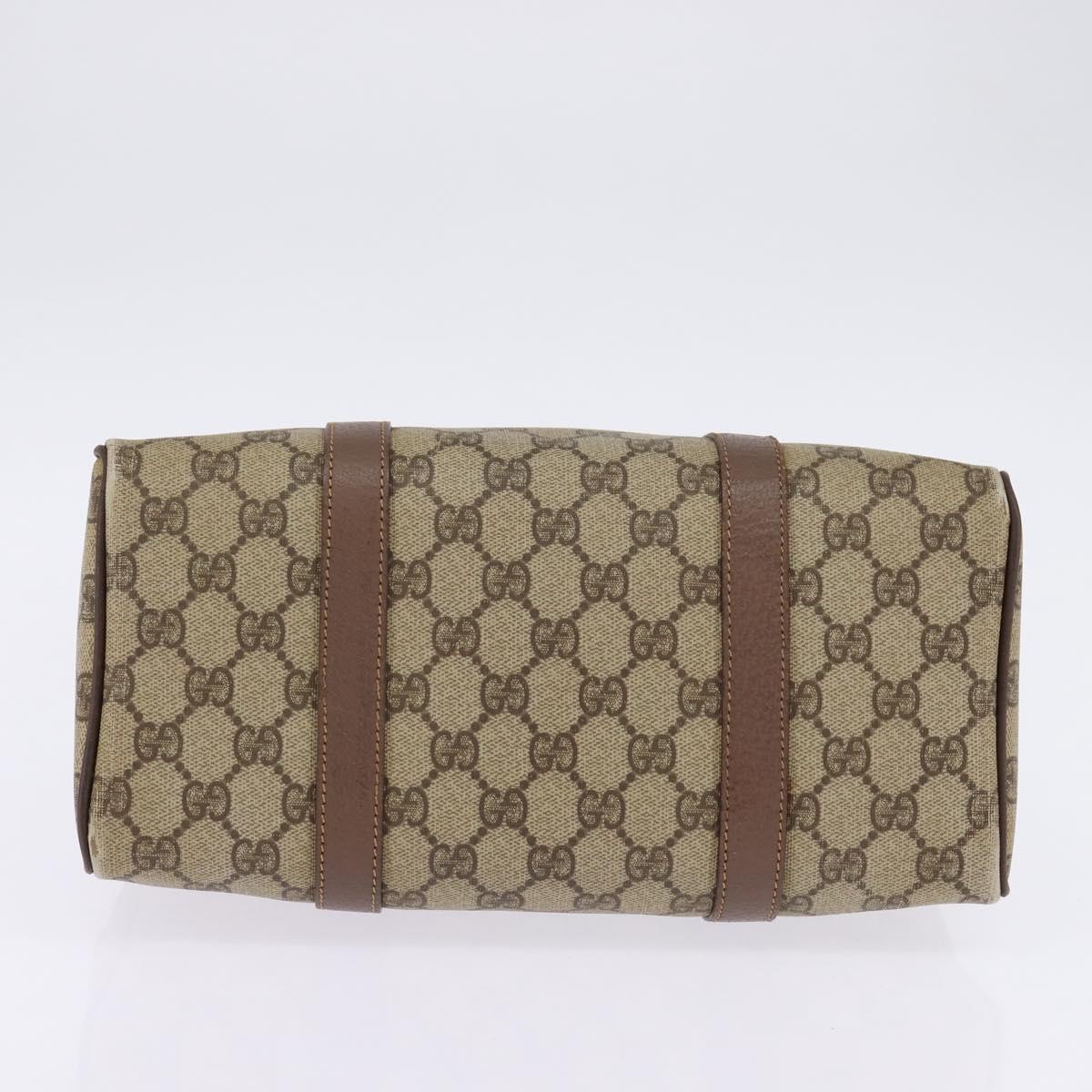 GUCCI GG Supreme Web Sherry Line Hand Bag PVC Beige Gold Auth 144545