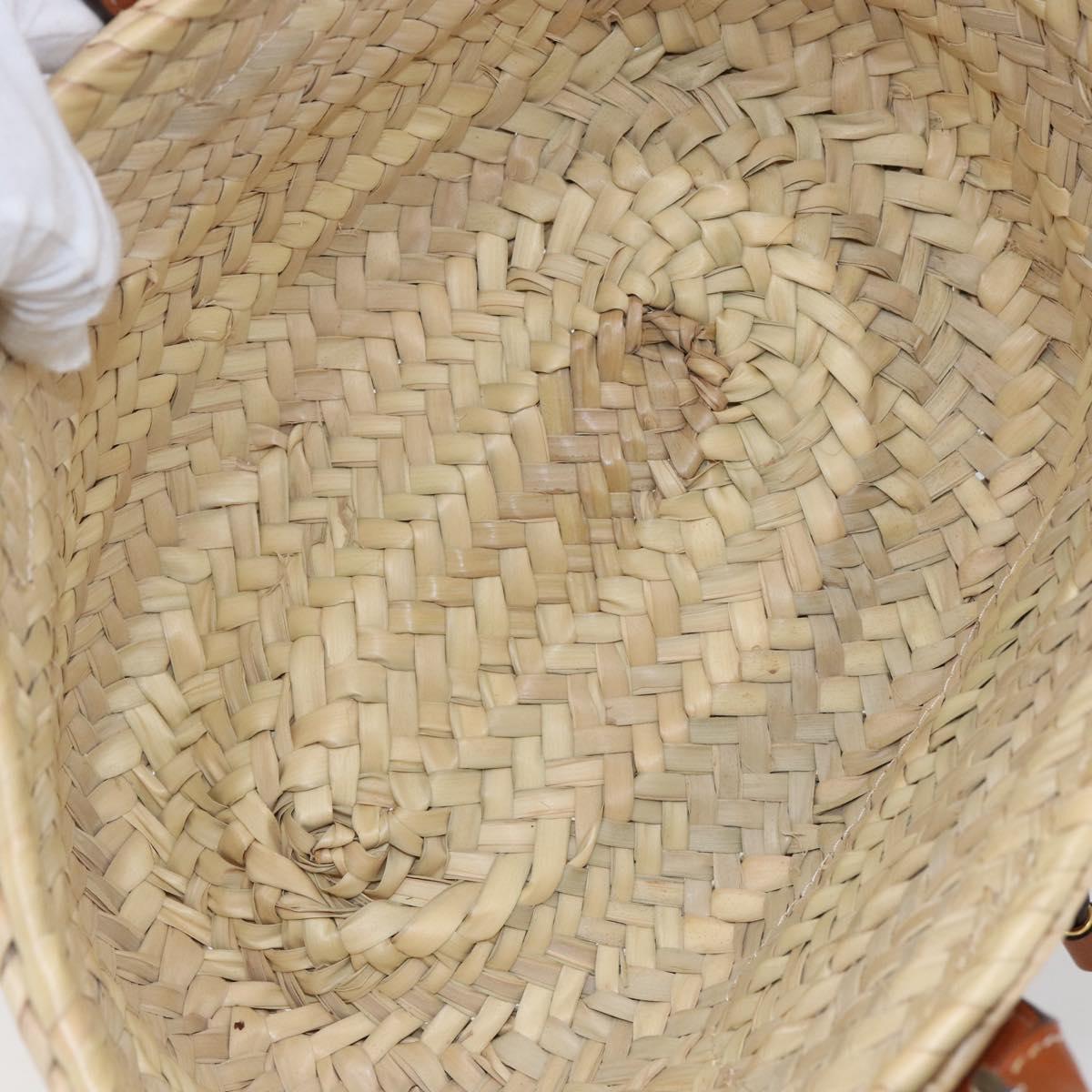 Chloe Mercy Tote Bag Raffia Leather Beige Brown Auth 144547A