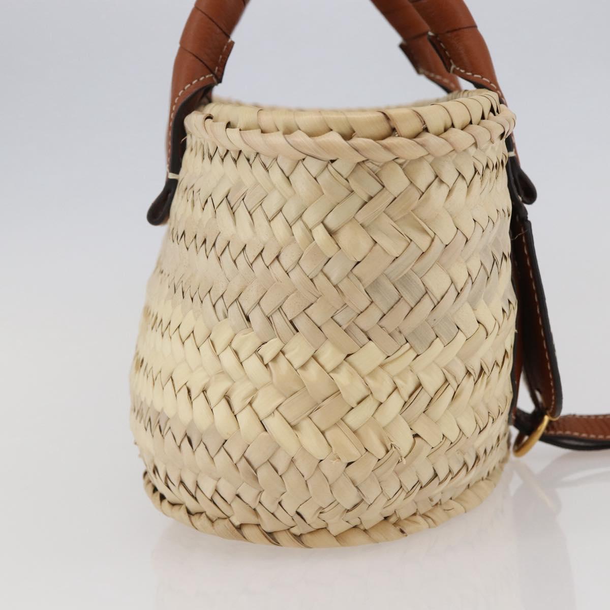 Chloe Mercy Tote Bag Raffia Leather Beige Brown Auth 144547A