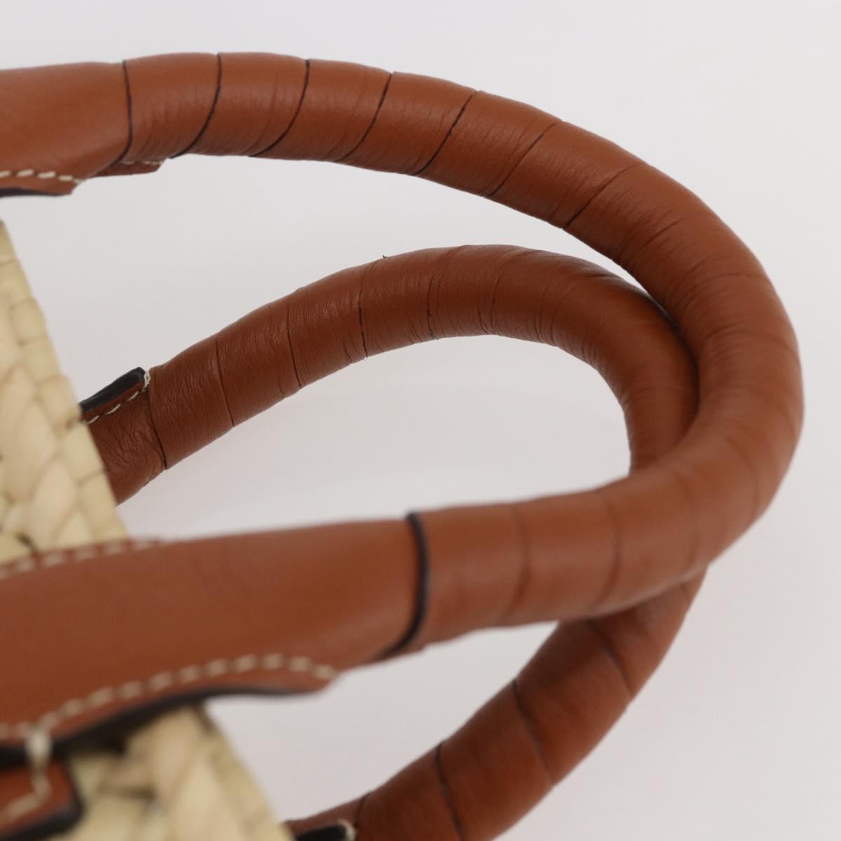 Chloe Mercy Tote Bag Raffia Leather Beige Brown Auth 144547A