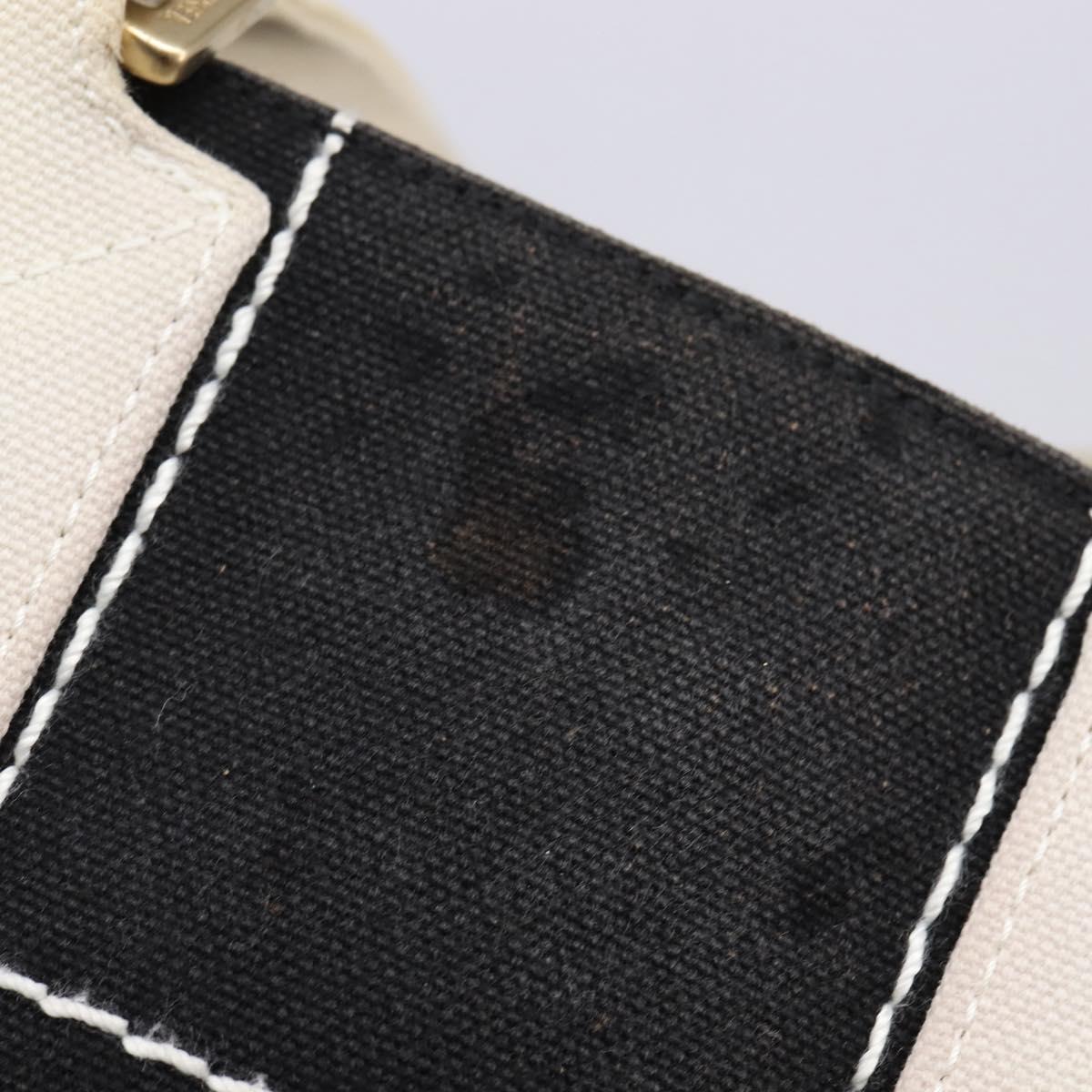 CHANEL Choco Bar COCO Mark Hand Bag Canvas Black Gold CC Auth 144563