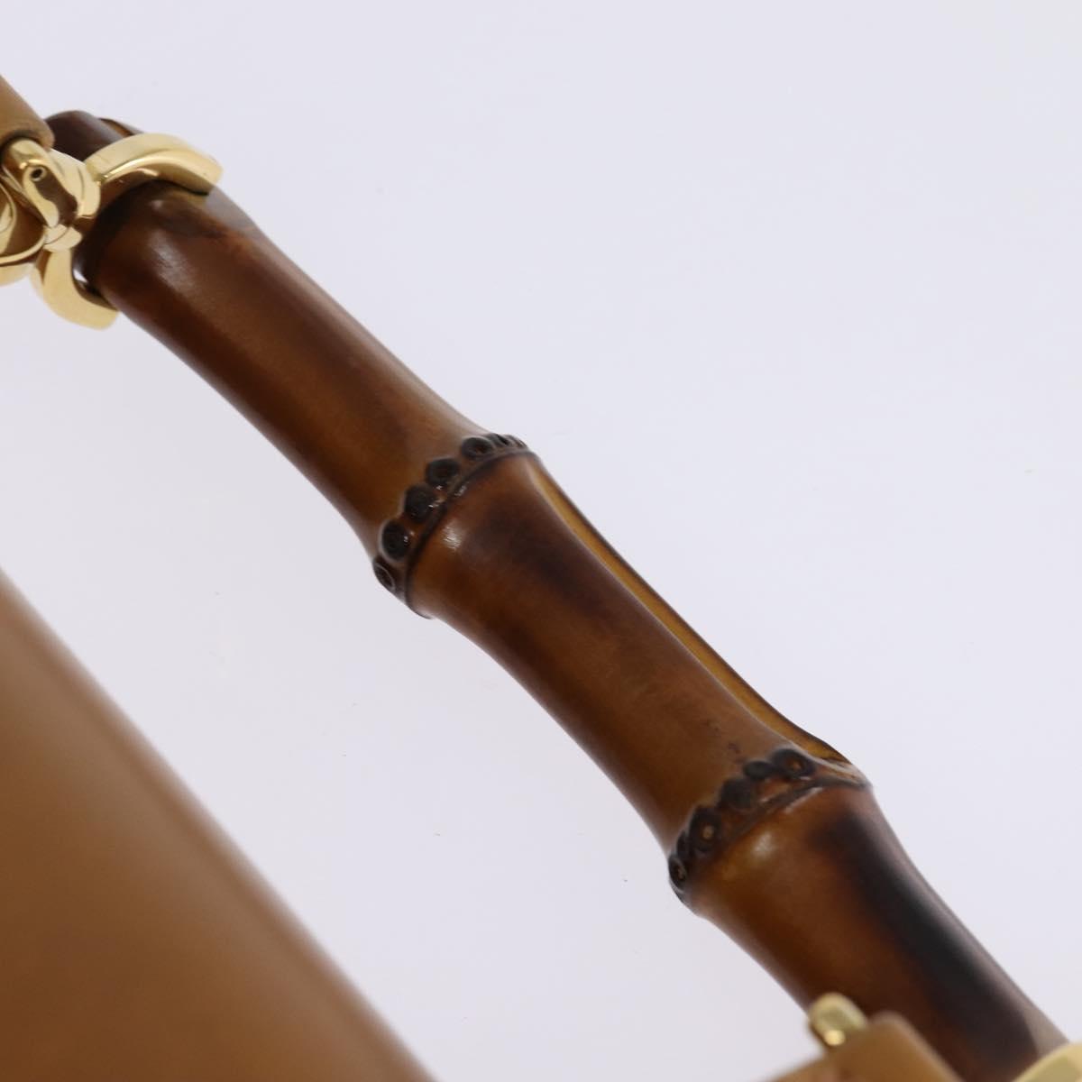 GUCCI Bamboo Hand Bag Leather Brown Gold 000 113 0231 Auth 144565