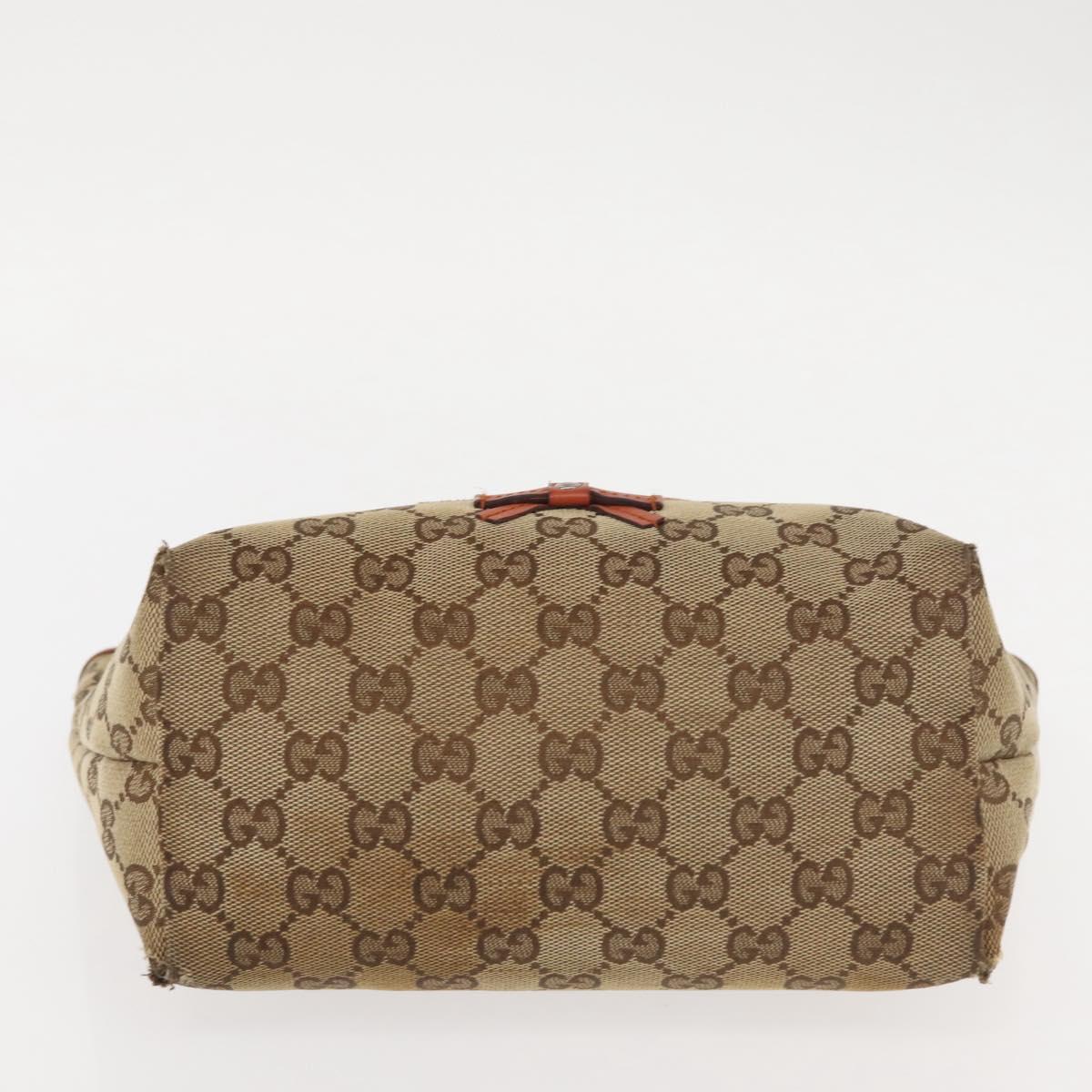 GUCCI GG Canvas Hand Bag Beige Silver 271101 Auth 144566