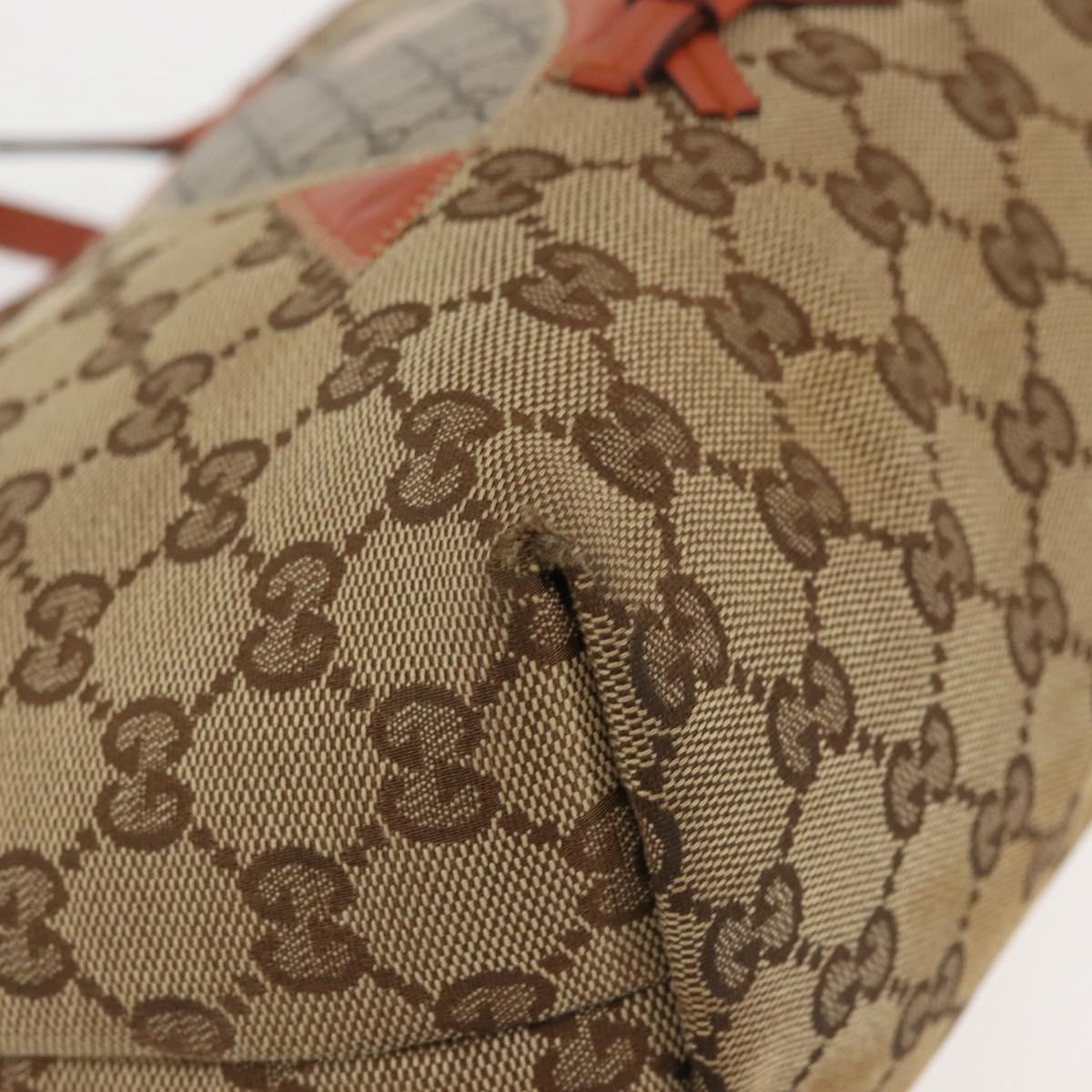 GUCCI GG Canvas Hand Bag Beige Silver 271101 Auth 144566