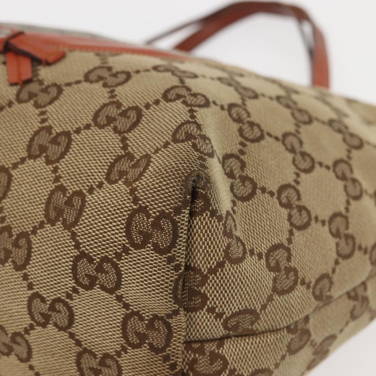 GUCCI GG Canvas Hand Bag Beige Silver 271101 Auth 144566