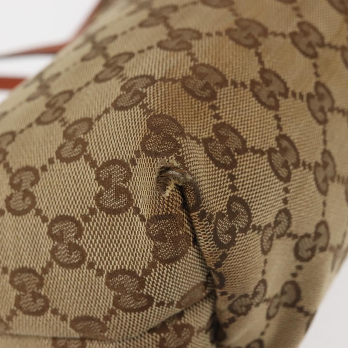 GUCCI GG Canvas Hand Bag Beige Silver 271101 Auth 144566