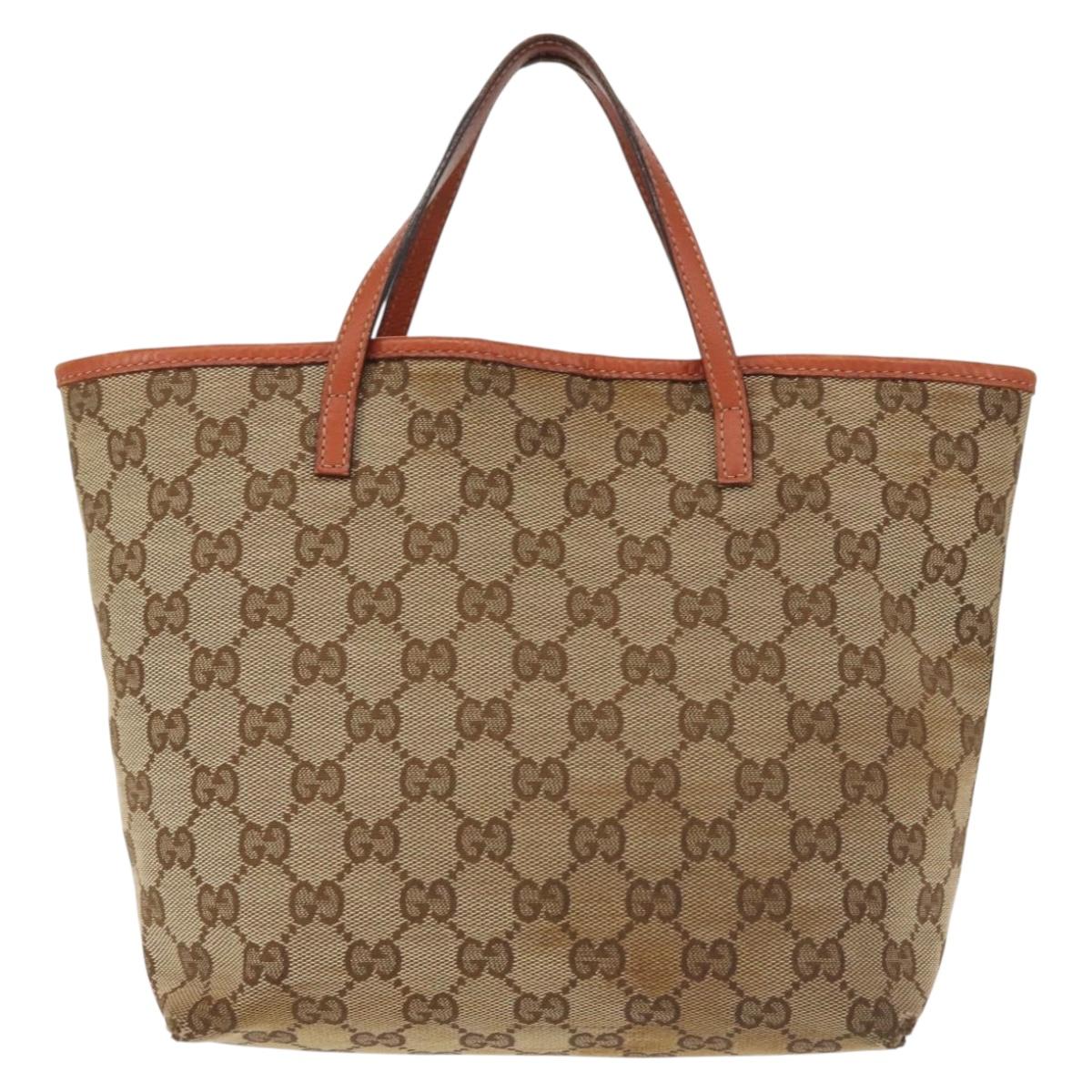 GUCCI GG Canvas Hand Bag Beige Silver 271101 Auth 144566