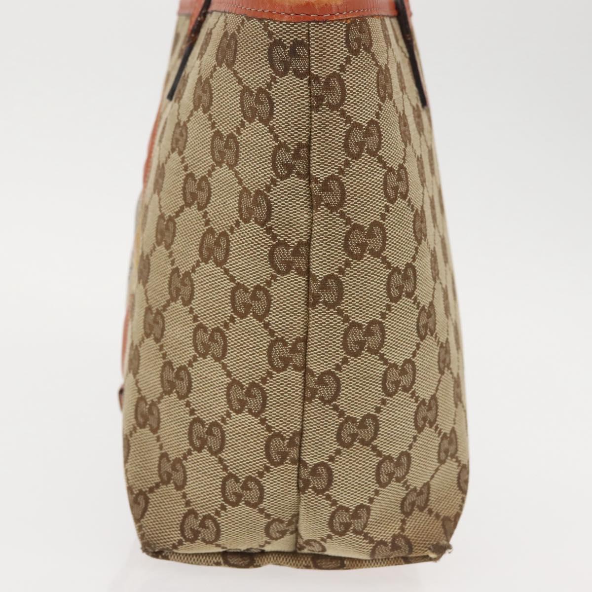 GUCCI GG Canvas Hand Bag Beige Silver 271101 Auth 144566