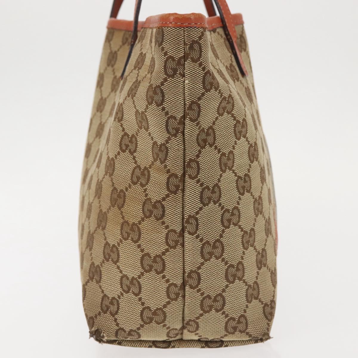 GUCCI GG Canvas Hand Bag Beige Silver 271101 Auth 144566