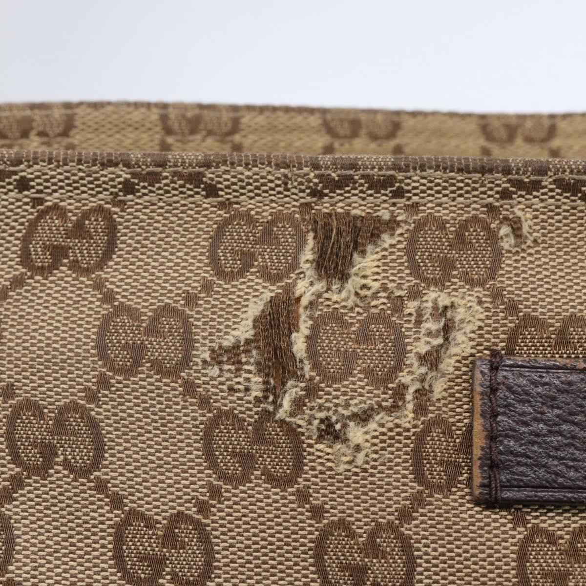 GUCCI GG Canvas Web Sherry Line Shoulder Bag Beige Silver 189751 Auth 144567