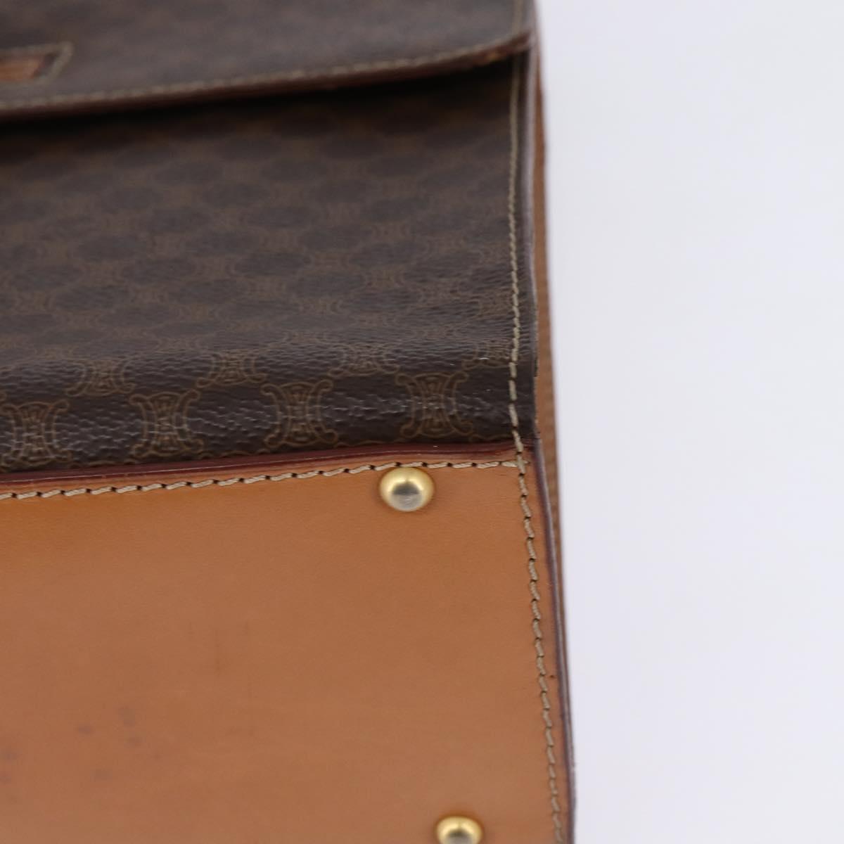 CELINE Macadam Canvas Hand Bag PVC Leather 2way Brown Gold Auth 144580