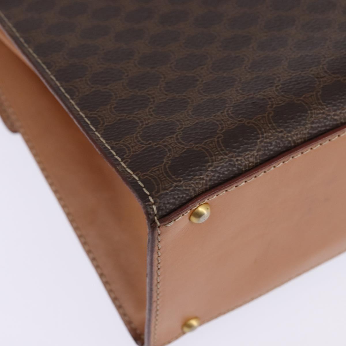 CELINE Macadam Canvas Hand Bag PVC Leather 2way Brown Gold Auth 144580