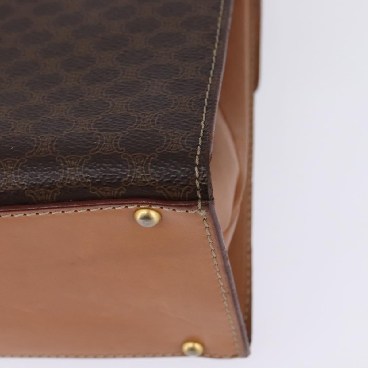 CELINE Macadam Canvas Hand Bag PVC Leather 2way Brown Gold Auth 144580