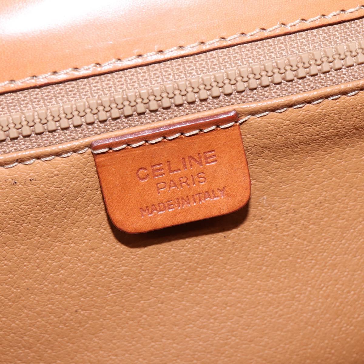 CELINE Macadam Canvas Hand Bag PVC Leather 2way Brown Gold Auth 144580