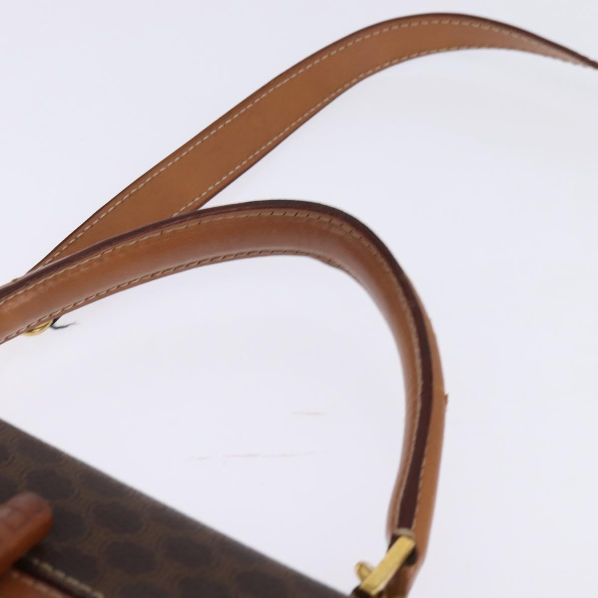 CELINE Macadam Canvas Hand Bag PVC Leather 2way Brown Gold Auth 144580