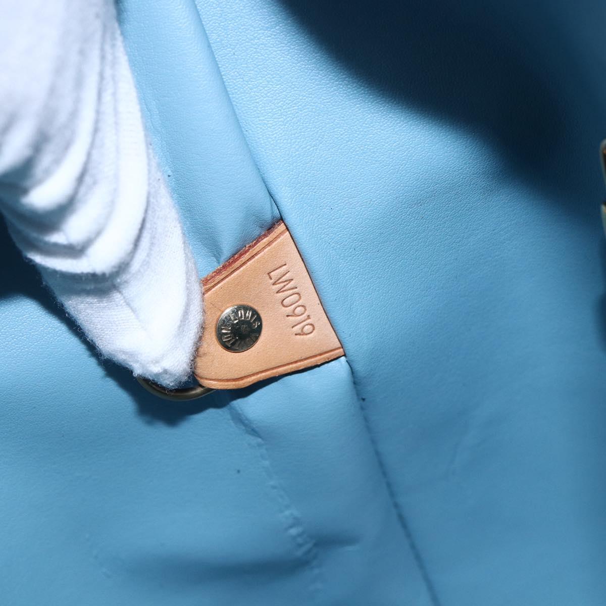 LOUIS VUITTON Monogram Vernis Houston Hand Bag Baby Blue M91005 LV Auth 144586