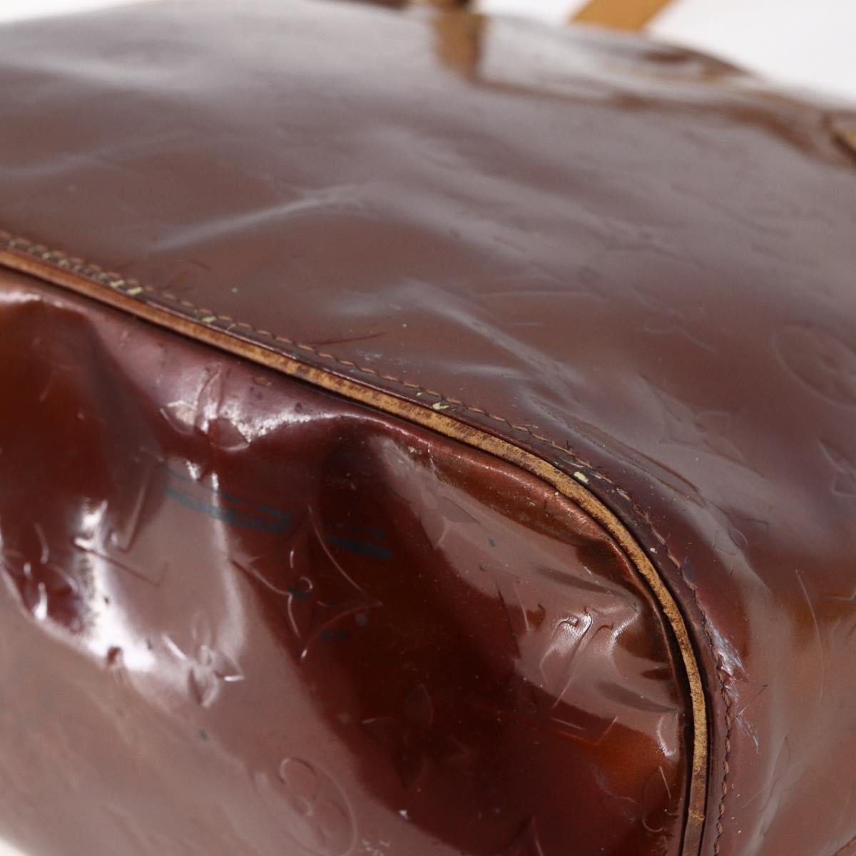 LOUIS VUITTON Monogram Vernis Houston Hand Bag Bronze M91122 LV Auth 144595