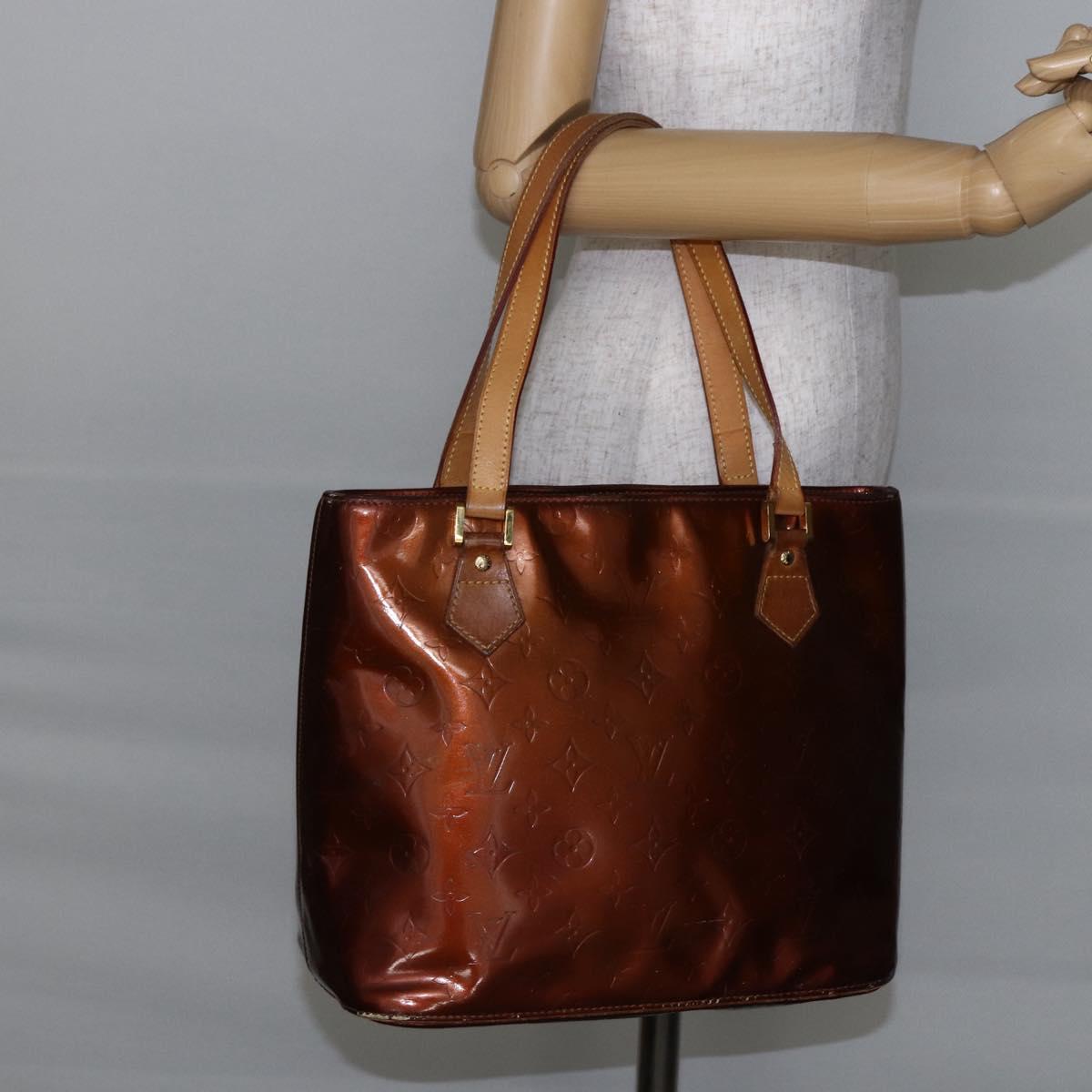 LOUIS VUITTON Monogram Vernis Houston Hand Bag Bronze M91122 LV Auth 144595