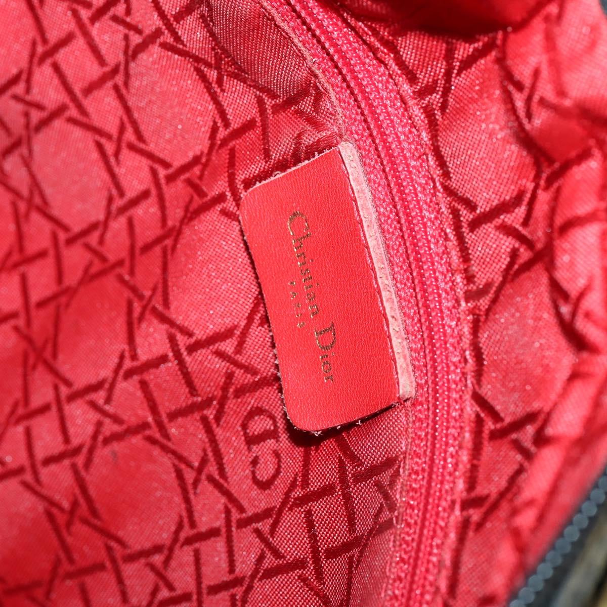 Christian Dior Lady Dior Canage Hand Bag Nylon Black Gold Auth 144597