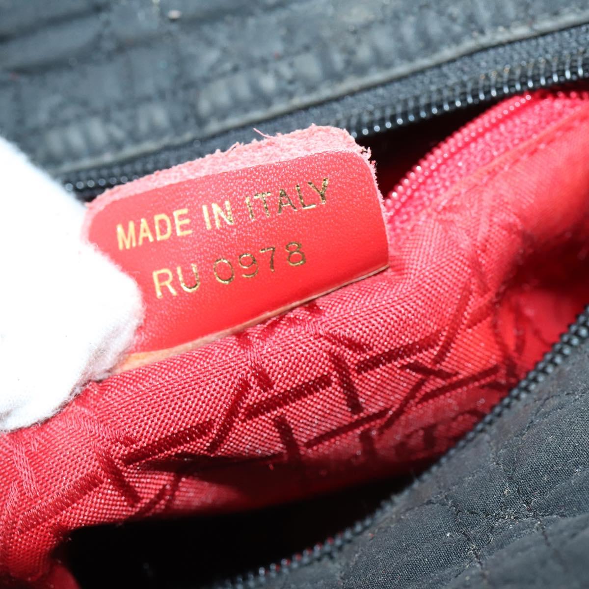 Christian Dior Lady Dior Canage Hand Bag Nylon Black Gold Auth 144597