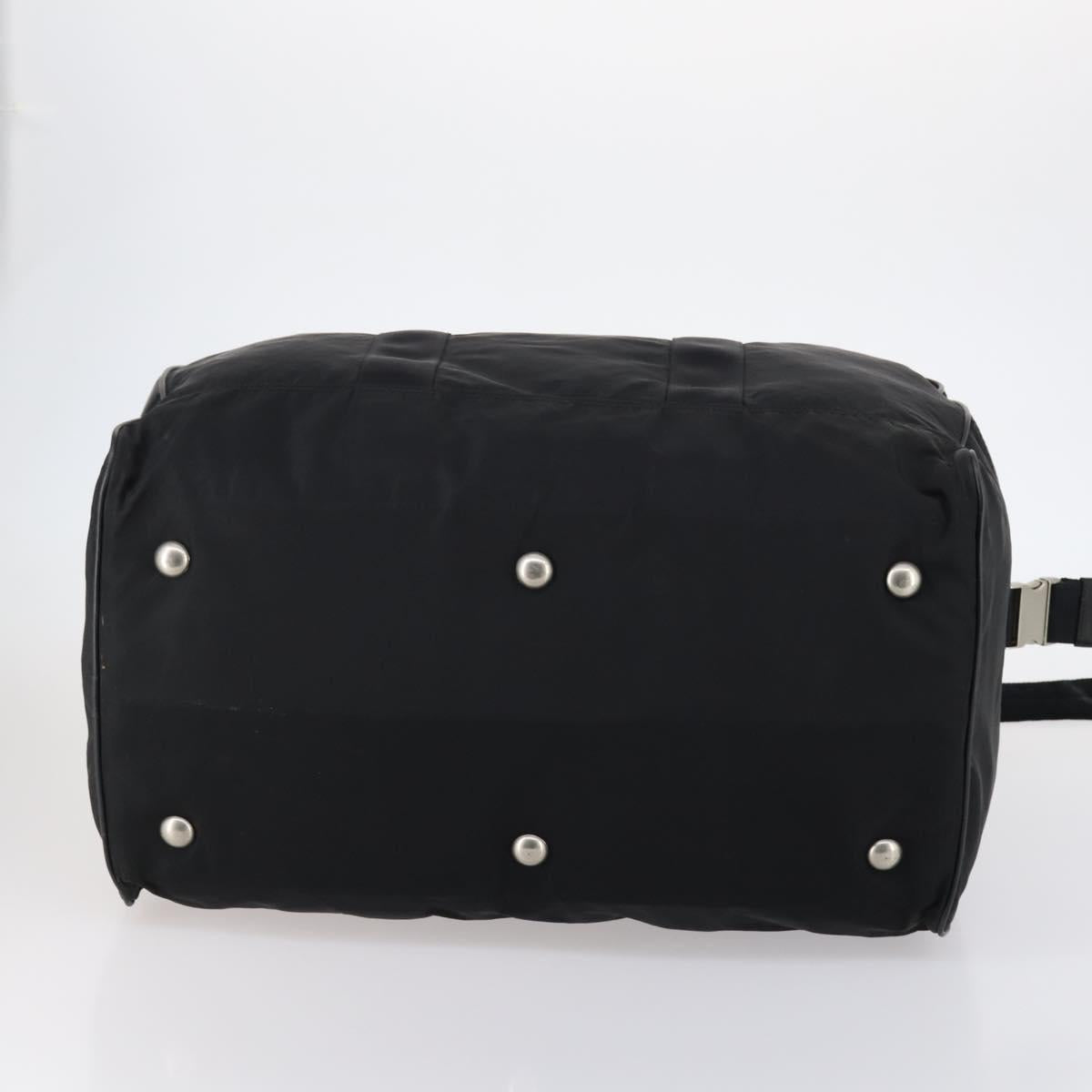PRADA Boston Bag Nylon 2way Black Silver Auth 144598