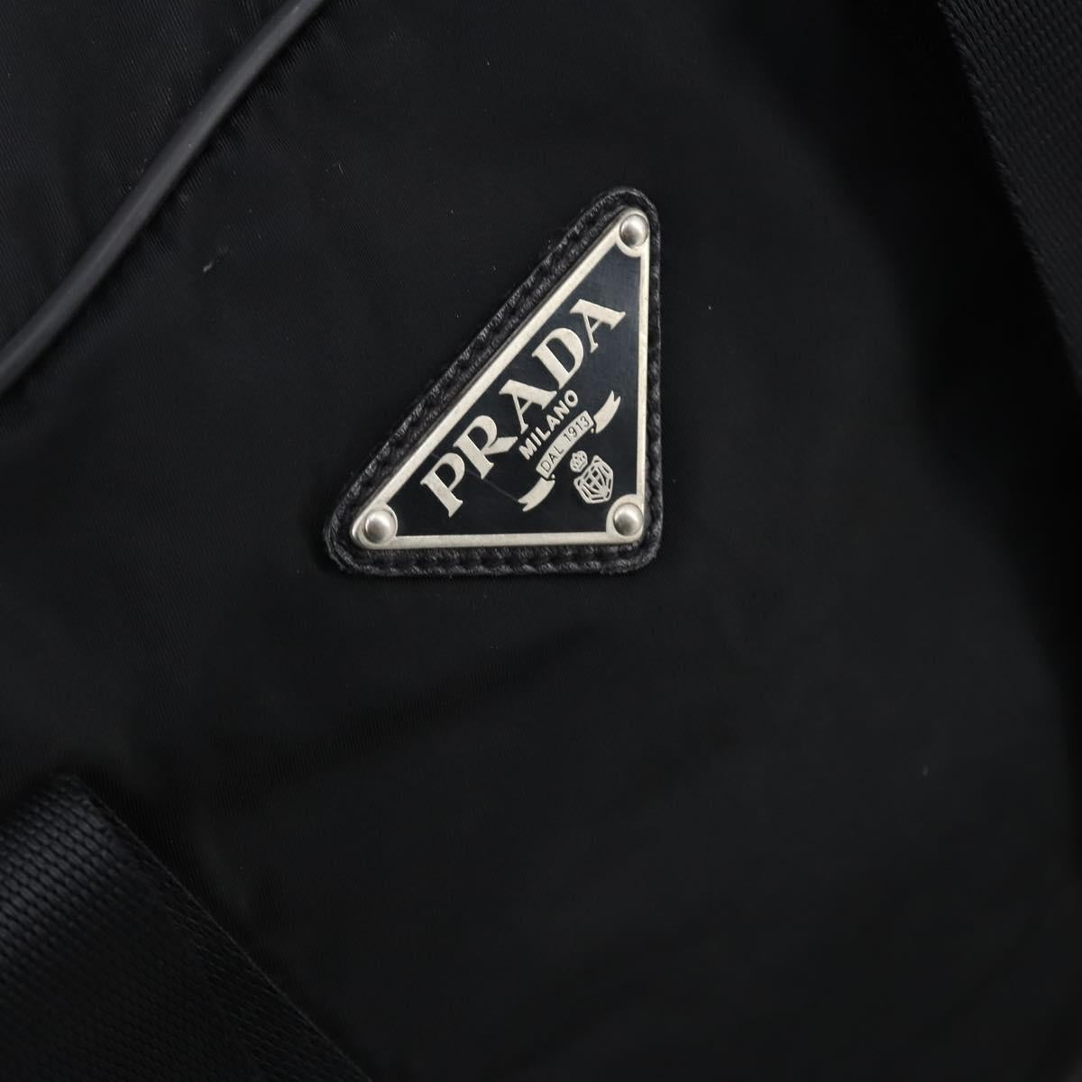 PRADA Boston Bag Nylon 2way Black Silver Auth 144598