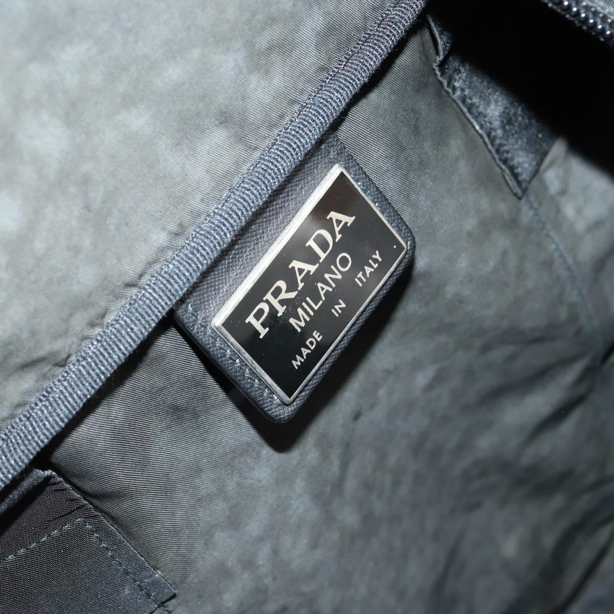 PRADA Boston Bag Nylon 2way Black Silver Auth 144598