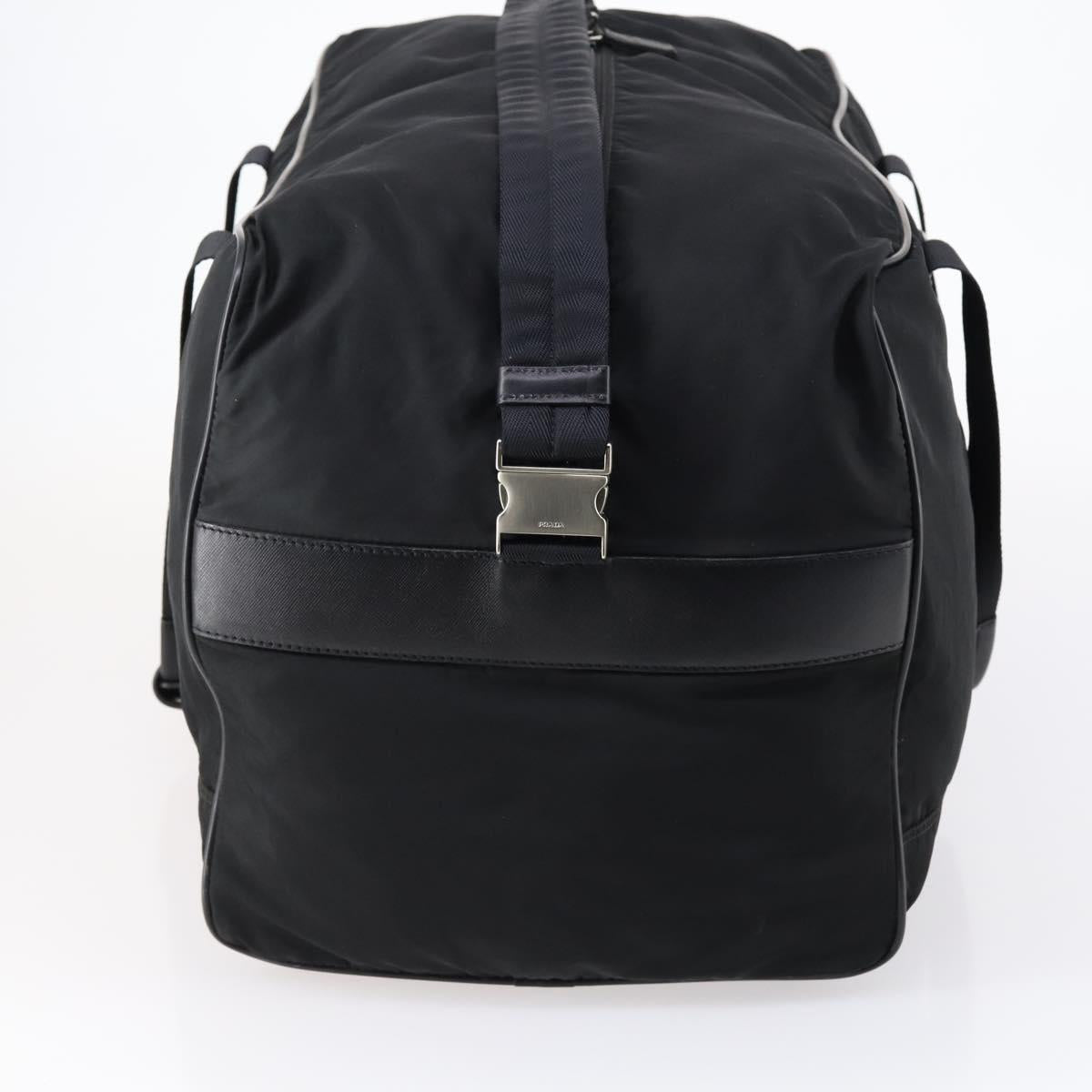 PRADA Boston Bag Nylon 2way Black Silver Auth 144598