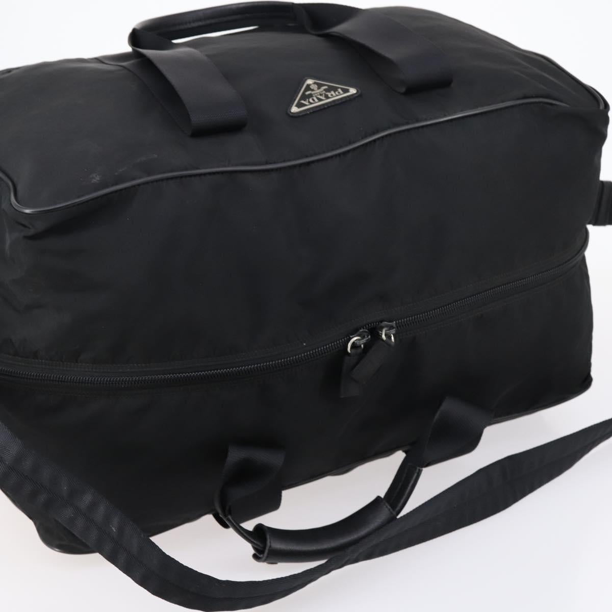 PRADA Boston Bag Nylon 2way Black Silver Auth 144598