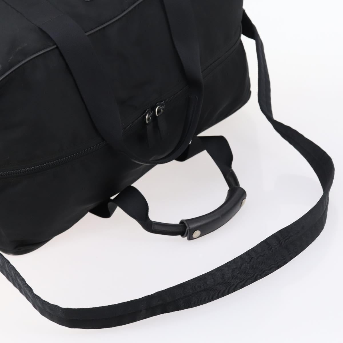 PRADA Boston Bag Nylon 2way Black Silver Auth 144598