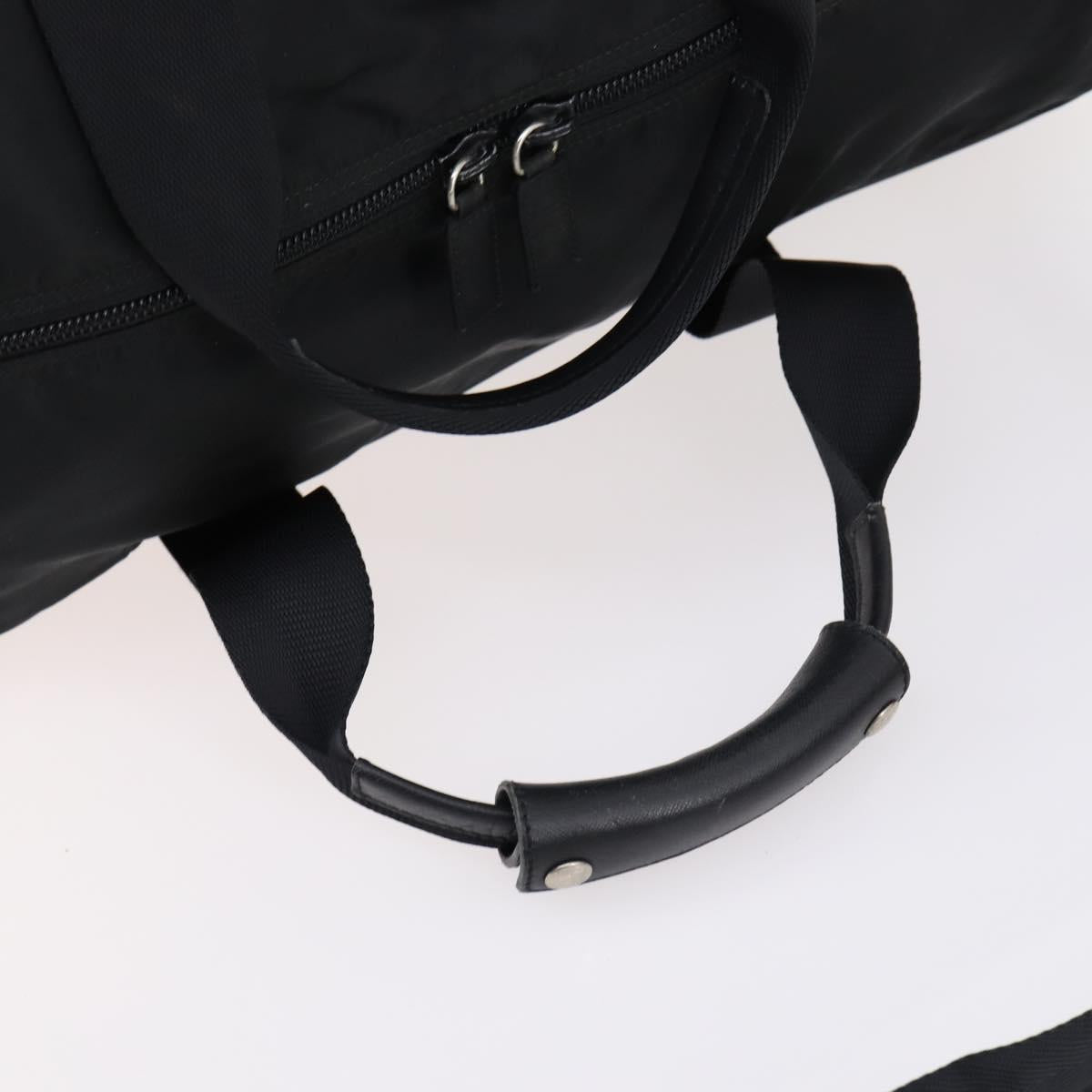 PRADA Boston Bag Nylon 2way Black Silver Auth 144598