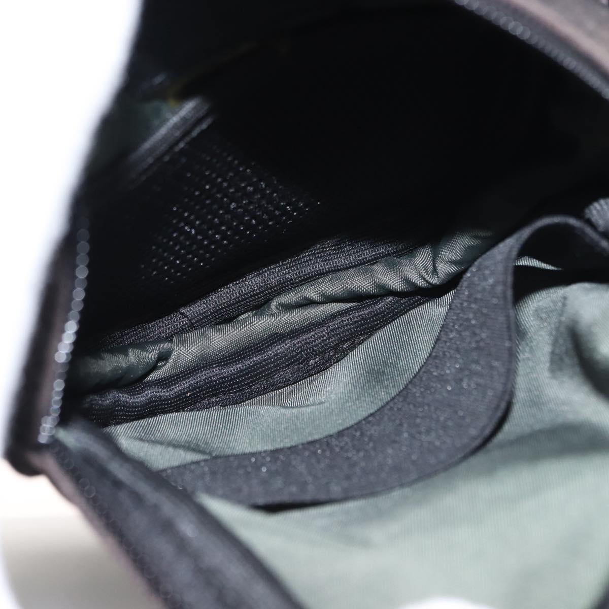 CHANEL Sports COCO Mark Shoulder Bag Canvas Black Green CC Auth 144599