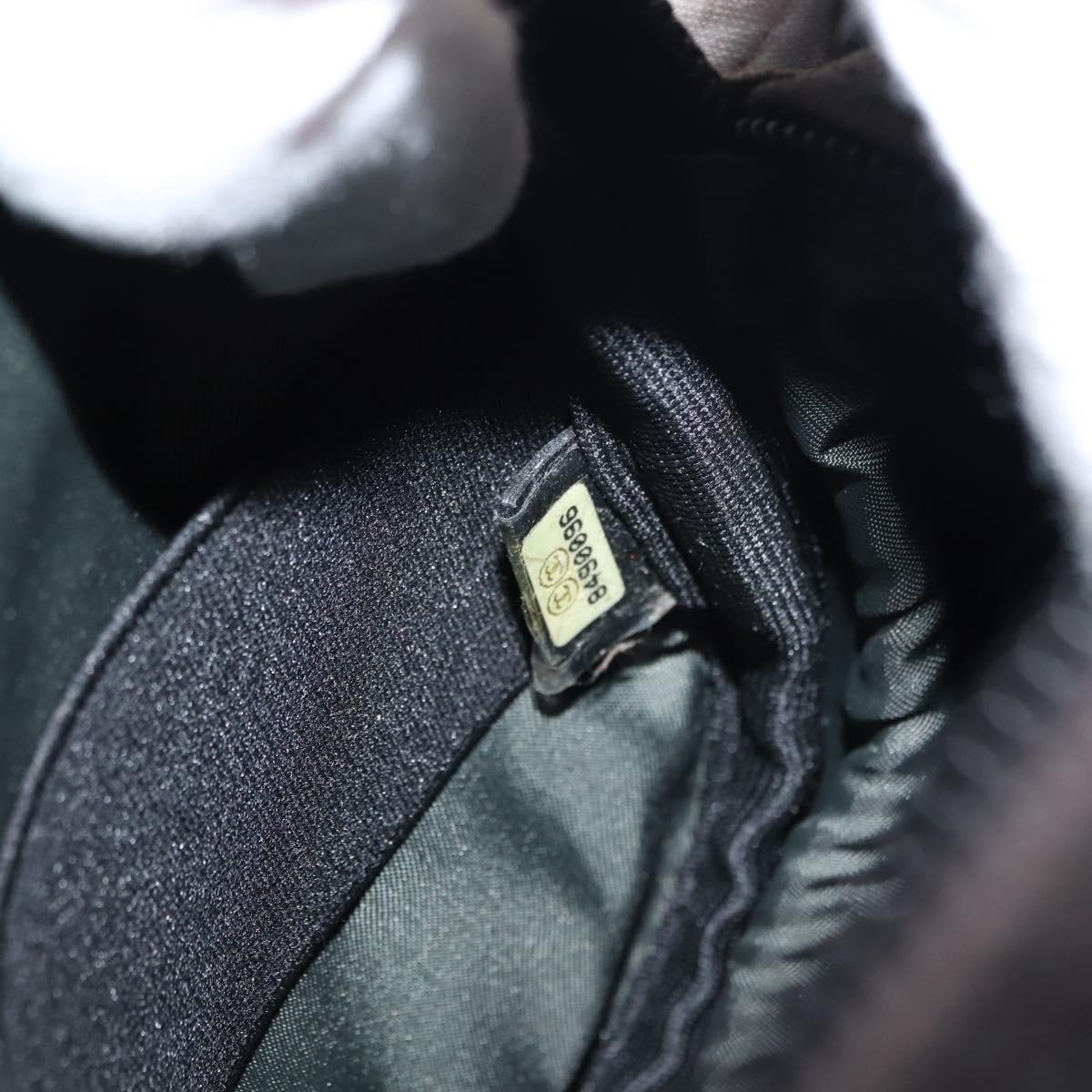 CHANEL Sports COCO Mark Shoulder Bag Canvas Black Green CC Auth 144599