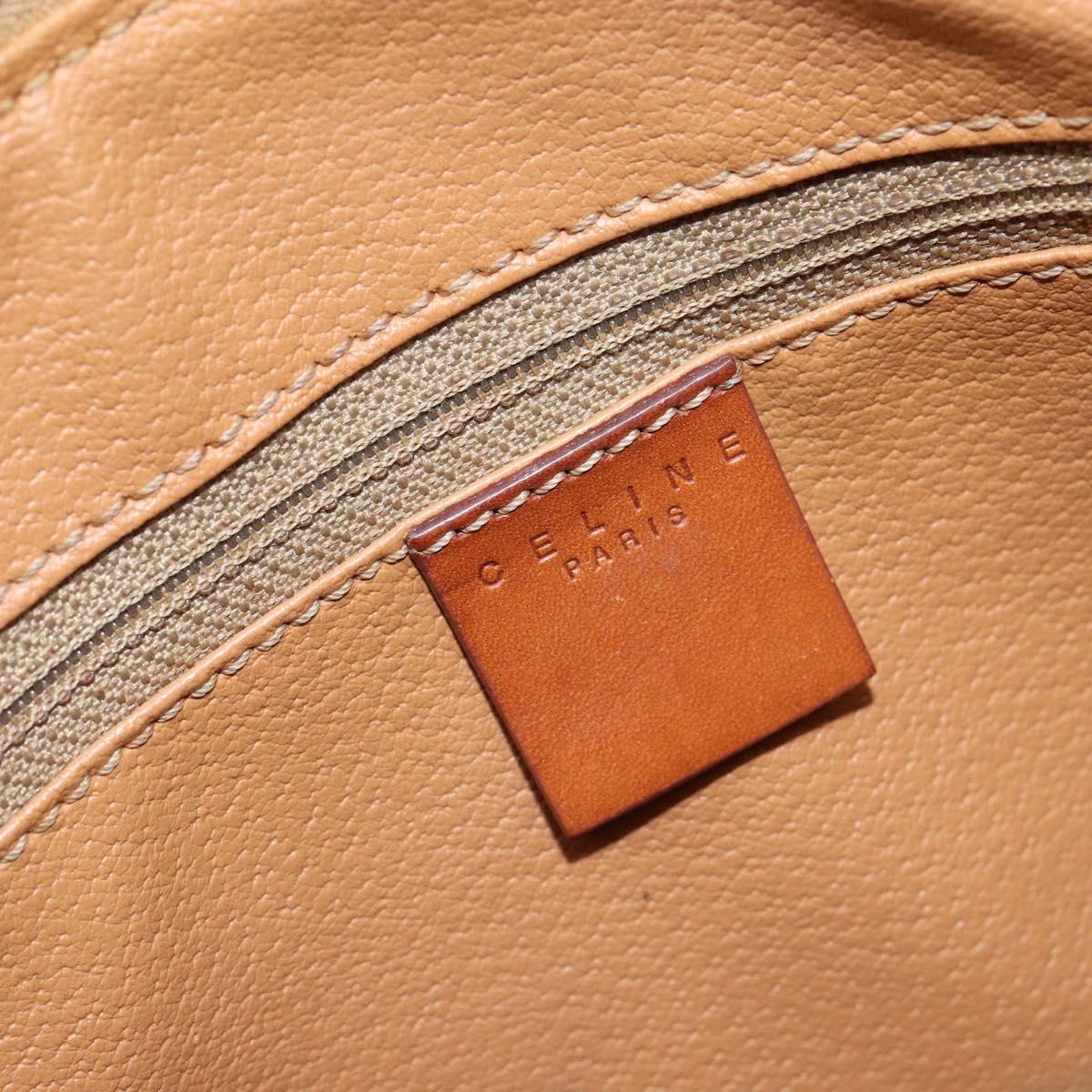 CELINE Macadam Canvas Hand Bag PVC Leather Brown Gold Auth 144603