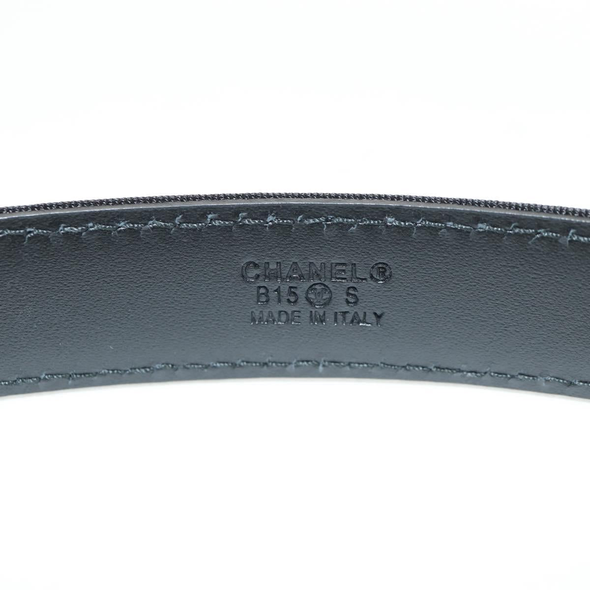 CHANEL Belt Leather 35.8"" Black CC Auth 144605SAM